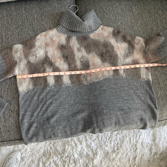 Western style wool turtleneck sweater gray and tan NSF for Intermix size small - Picture 14 of 16